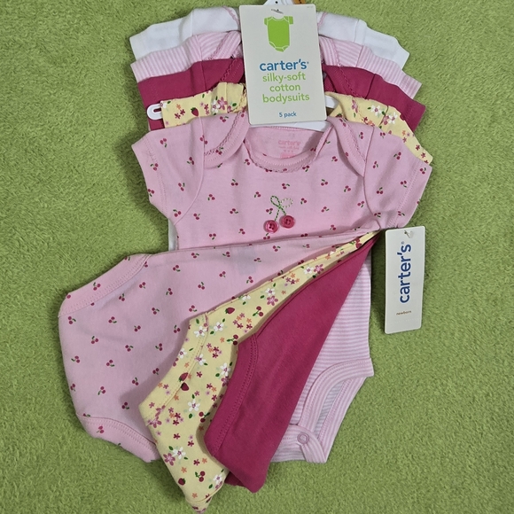 HOLD Carter's NEWBORN Pink+Yellow 5P SWEET Bodysuit Set Baby Girls (Q2) - Picture 2 of 5